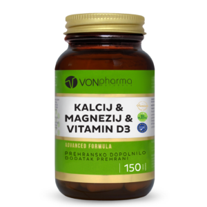VONpharma Kalcij & Magnezij & Vitamin D3 prehransko dopolnilo v tabletah za kosti, mišice in imunski sistem