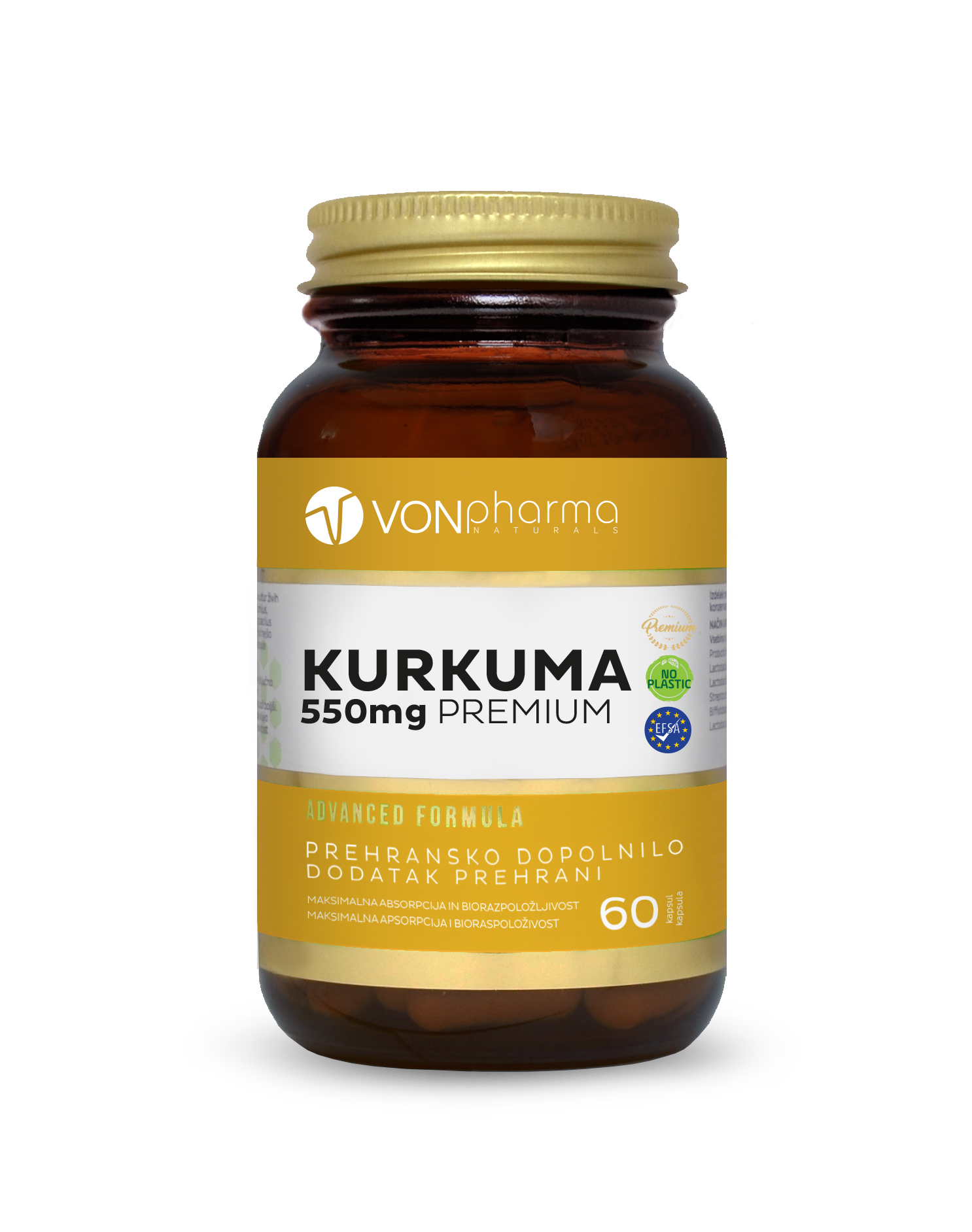 VONpharma Kurkuma 550 mg – 60 kapsul VONpharma Kurkuma 550 mg prehransko dopolnilo v kapsulah