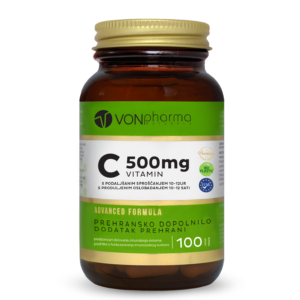 VONpharma Vitamin C 500 mg 10–12 UR prehransko dopolnilo v tabletah za imunski sistem in energijo celic
